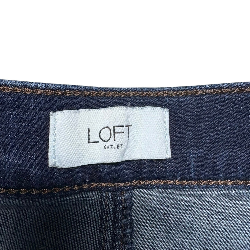 LOFT Outlet Sailor Denim Shorts 8 Blue High Rise Brass Button Dark Wash Indigo - Picture 4 of 8